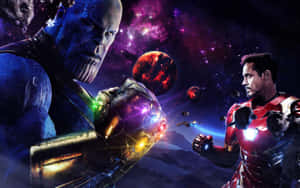 Two Of The Biggest Superheroes In The Marvel Universe, Iron Man And Thanos, Face Off In An Epic Clash. Wallpaper