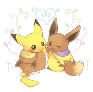 Two Of The Cutest Pokémon Of All – Pikachu And Eevee! Wallpaper