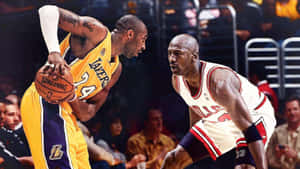 Two Of The Greatest Basketball Legends, Mj And Kobe Wallpaper