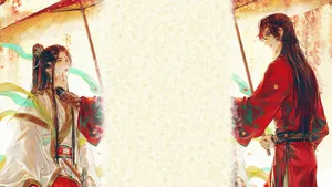 Two People Are Holding Umbrellas Wallpaper