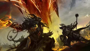 Two Players Engaging In A Competitive Gaming Session Wallpaper