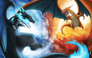 Two Powerful Charizards Clash In A Legendary Battle! Wallpaper