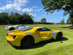 Two Racecars On A Golf Course Wallpaper