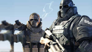 Two Soldiers In A Military Uniform With Guns Wallpaper