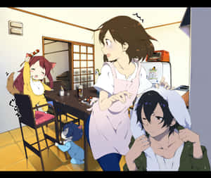 Two Wolf Children Standing In The Woods Wallpaper