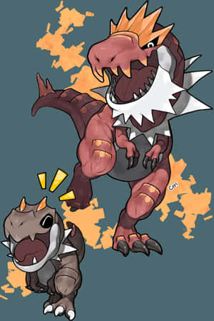 Tyrantrum And Tyrunt Chase Wallpaper