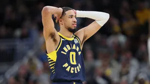 Tyrese Haliburton Indiana Pacers Court Pose Wallpaper
