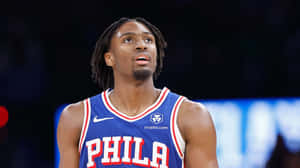 Tyrese Maxey Philadelphia76ers Basketball Player Wallpaper