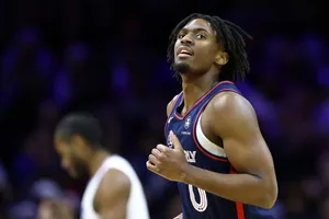 Tyrese Maxey Philadelphia76ers Court Action Wallpaper