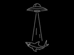U F O Abducting Shark Graphic Wallpaper