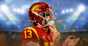 U S C Football Playerin Action Wallpaper