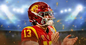 U S C Football Playerin Action Wallpaper