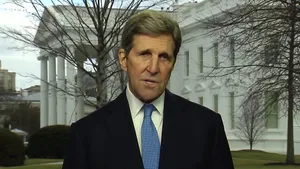 U.s. Diplomat John Kerry Addressing On Bbc Wallpaper