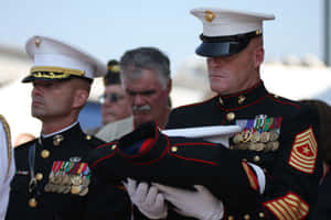 U.s. Marines Marching In Formation Wallpaper