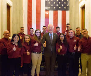 U.s. Senator John Cornyn Interacting With Student Congress Wallpaper