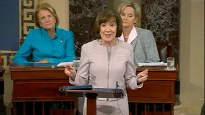 U.s. Senator Susan Collins Speaking At A Conference Wallpaper