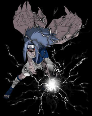 Uchiha Sasuke And His Senjutsu Chidori Graphic Art Wallpaper