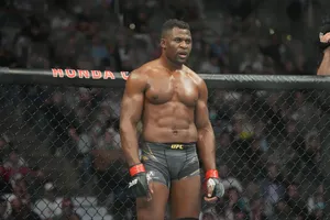 Ufc Champion Francis Ngannou In The Ring Wallpaper