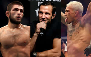 Ufc Fighters Charles Oliveira Luke Rockhold And Khabib Nurmagomedov Collage Wallpaper