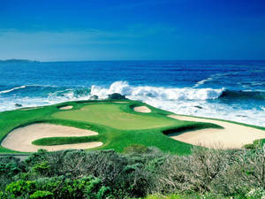 Ultra Hd Golf Course Blue Ocean Wallpaper