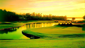 Ultra Hd Golf Course Yellow Sky Wallpaper