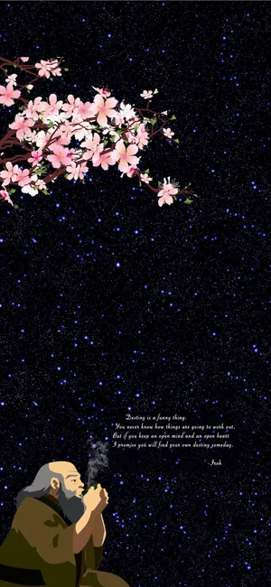 Uncle_ Iroh_ Contemplation_ Under_ Stars Wallpaper