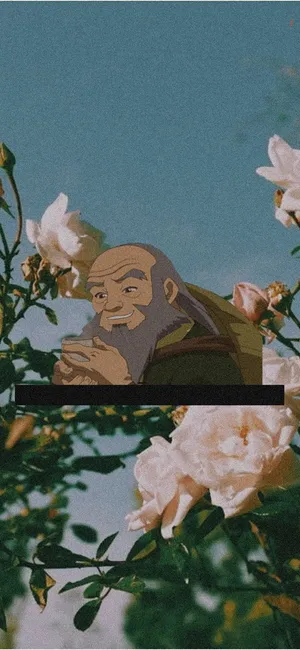 Uncle_ Iroh_ Enjoying_ Tea_ Amidst_ Flowers Wallpaper