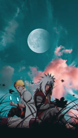 Under The Moon Jiraiya And Naruto Aesthetic Phone Wallpaper