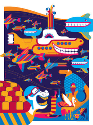 Underwater Adventure Awaits : Yellow Submarine Wallpaper