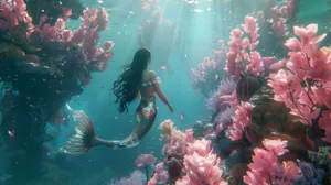 Underwater_ Mermaid_ Among_ Coral_ Reefs.jpg Wallpaper
