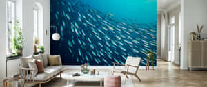 Underwater Schoolof Fish Wall Mural Wallpaper