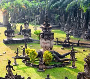 Unique Buddha Park Scenery In Vientiane Wallpaper