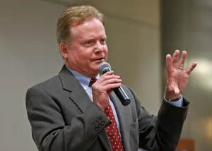 United States Senator Jim Webb, With One Hand Raised Wallpaper