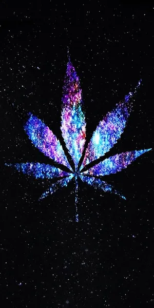 Universe-like Weed Leaf Graphic With Stars Wallpaper