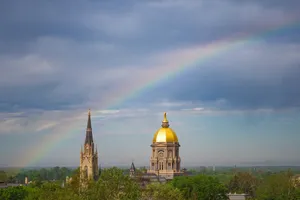 University Of Notre Dame With Rainbow Wallpaper