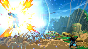 Unleash The Power Of The Spirit Bomb Sword With Goku! Wallpaper