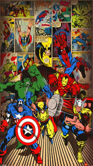 Unleash Your Superhero With Marvel Art Iphone Wallpaper