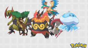 Unova Team With Emboar Wallpaper