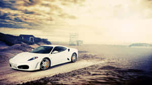 Unparalleled Luxury - The White Ferrari Iphone Wallpaper