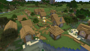 Unravel The Mysteries Of A Bustling Minecraft Village Wallpaper