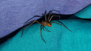 Up-close Image Of A Brown Recluse Spider On A Web. Wallpaper