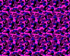 Up Your Streetwear Game With The Trendy Bape Blue And Purple Camo. Wallpaper