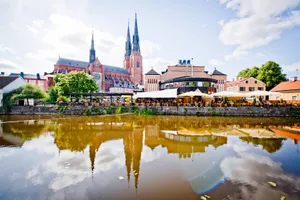 Uppsala Cathedral River Reflection Wallpaper