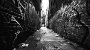 Urban_ Alley_ Graffiti_ Black_and_ White Wallpaper