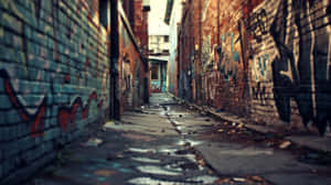 Urban Alley Graffiti Scene Wallpaper