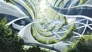 Urban Art Skyscraper Garden Wallpaper