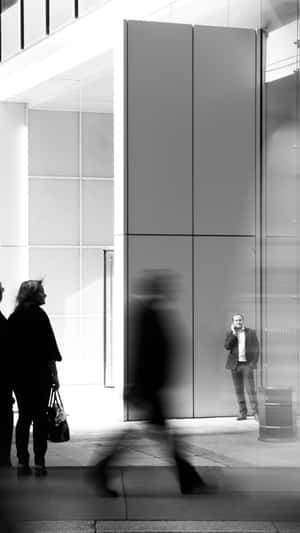 Urban Businessman Phone Call Monochrome.jpg Wallpaper