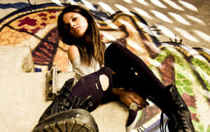 Urban Emo Girl Graffiti Backdrop Wallpaper