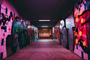 Urban Graffiti Corridor Wallpaper