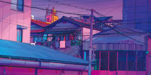 Urban Landscape In Lo-fi Aesthetic Wallpaper